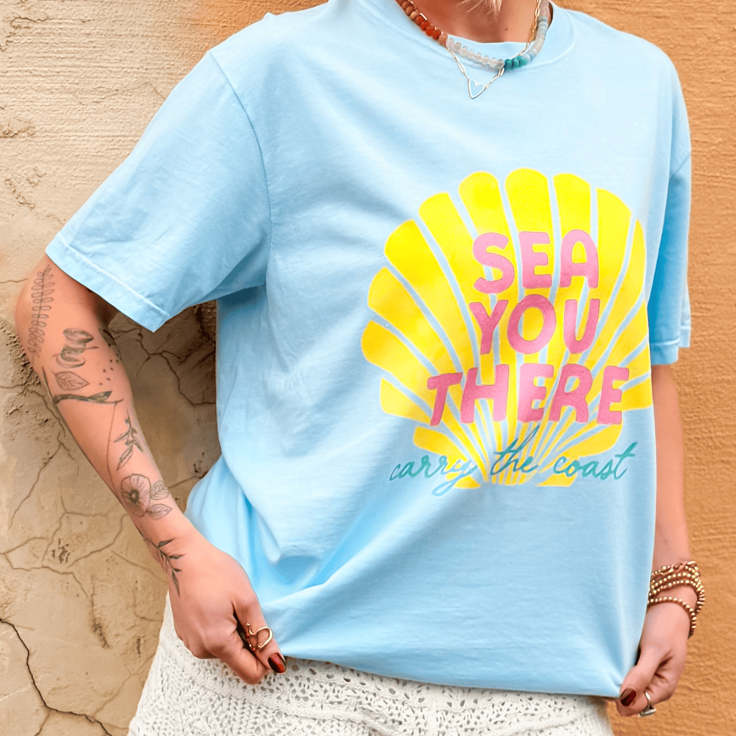 model wearing Sea You There Tee