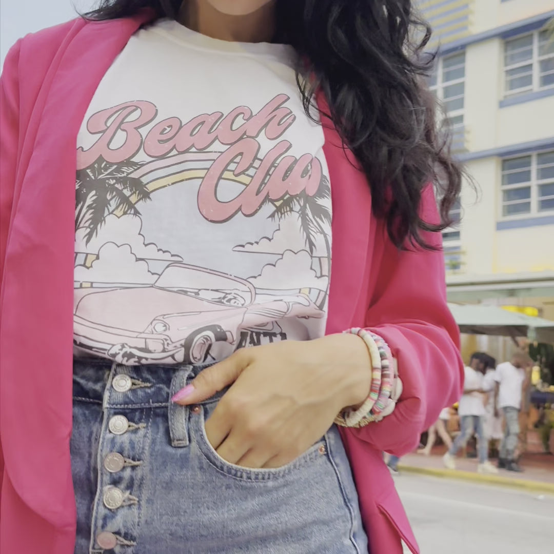 video of model wearing santa monica beach club