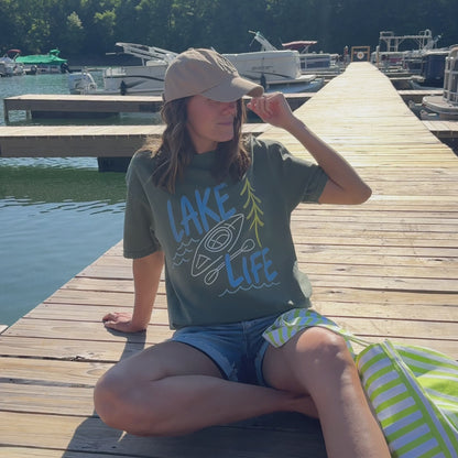 woman wearing lake life tee