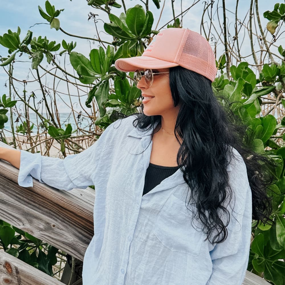 Salty Hair Mesh Trucker Hat - Dusty Rose