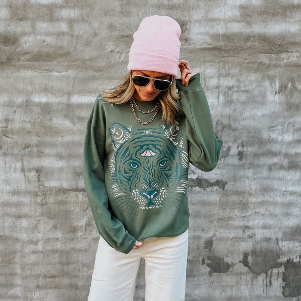 Tribal Tiger Crewneck - Mommy Apparel