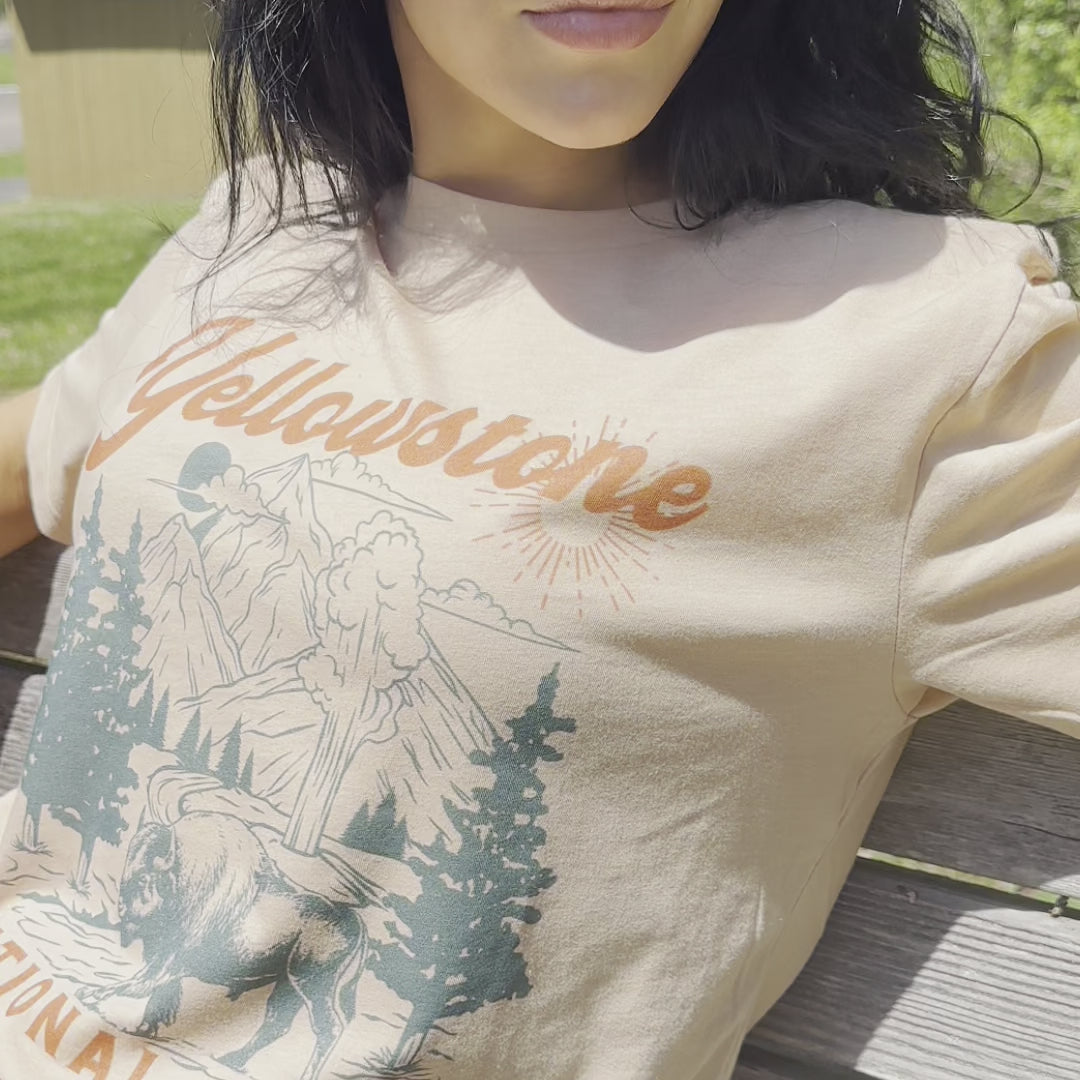 video of model wearing Yellowstone National Park Tee